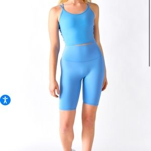 Blue high waisted biker shorts